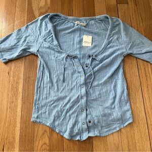 Free People Blue Button-Up Women's Top
